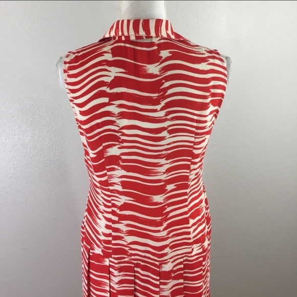 CAbi orange-red & white print pleated shirt dress - Picture 7 of 8
